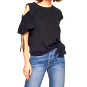 KINLY asymmetric ruffle tee cotton slub